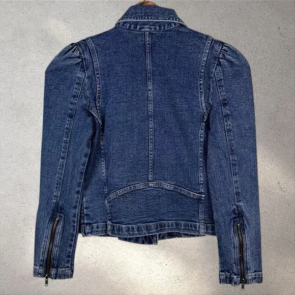 Briton Court Dark Wash Denim Moto Jacket NWT Sz S